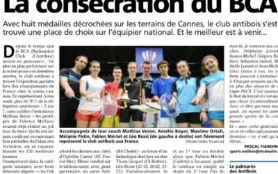 Championnat France Jeunes : Article Nice matin