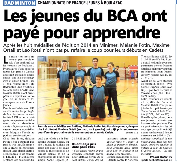Presse: Championnats de France Jeunes